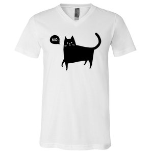 No Funny Black Cat V-Neck T-Shirt