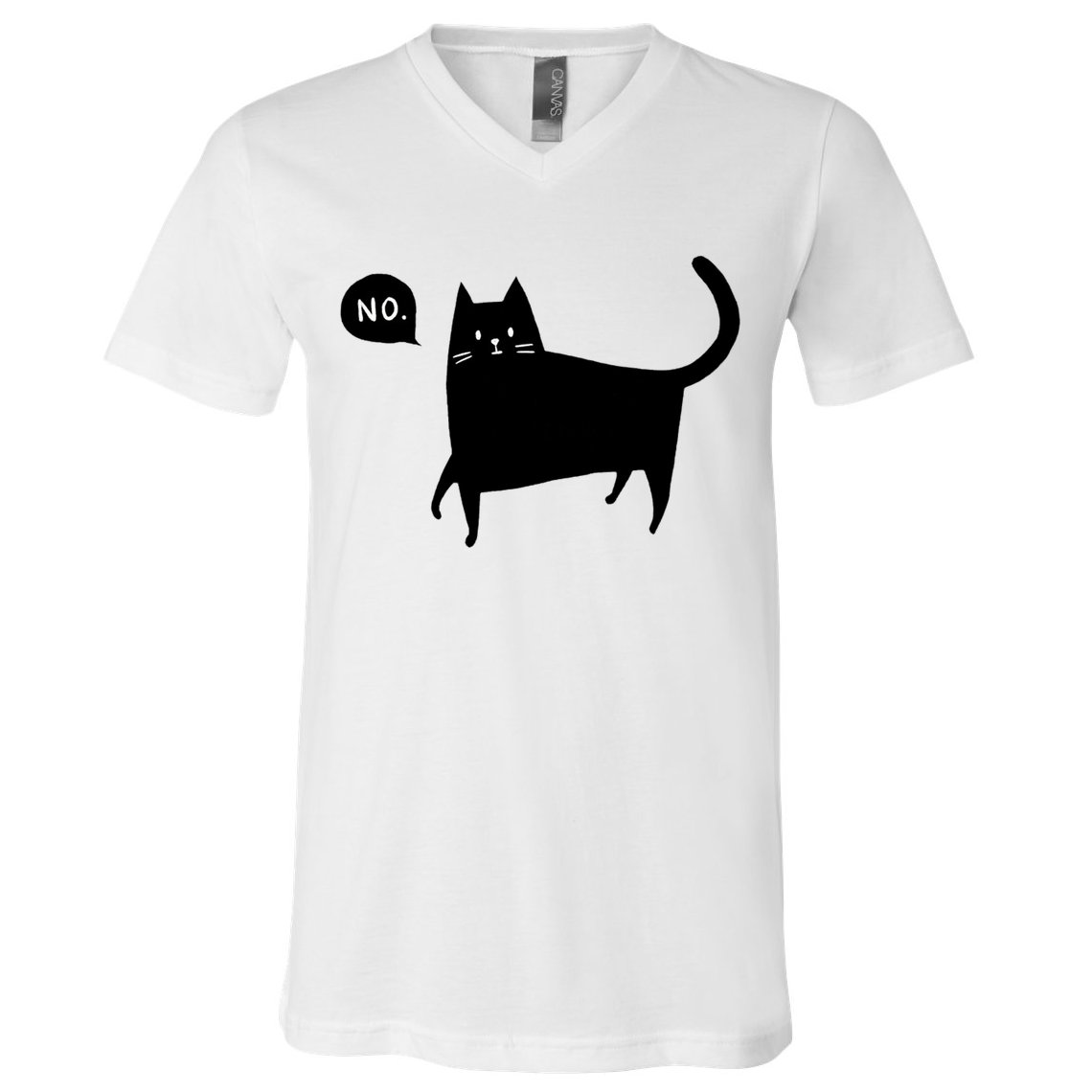 No Funny Black Cat V-Neck T-Shirt