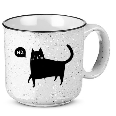 No Funny Black Cat 15oz Campfire Ceramic Mug