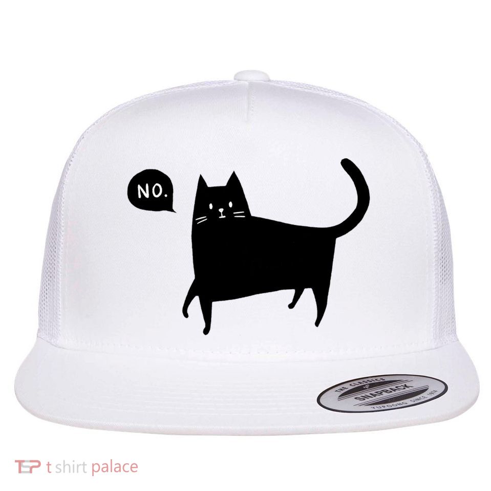 No Funny Black Cat Flatbill Hat