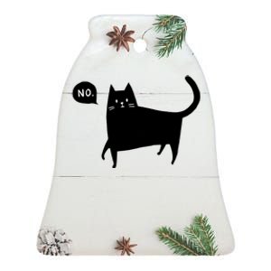 No Funny Black Cat Ceramic Bell Ornament