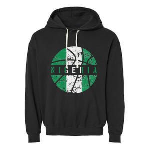 Nigeria Flag Basketball Nigeria Team Fan Lover Garment-Dyed Fleece Hoodie