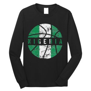 Nigeria Flag Basketball Nigeria Team Fan Lover Long Sleeve Shirt