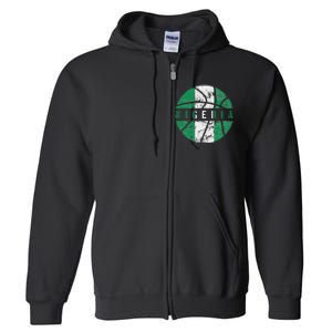 Nigeria Flag Basketball Nigeria Team Fan Lover Full Zip Hoodie