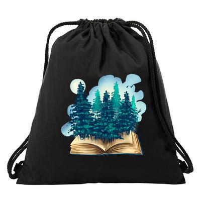 Nature Forest Book Drawstring Bag