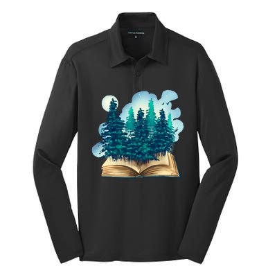 Nature Forest Book Silk Touch Performance Long Sleeve Polo