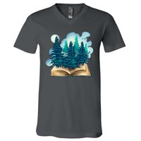 Nature Forest Book V-Neck T-Shirt