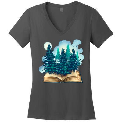 Nature Forest Book Women's V-Neck T-Shirt