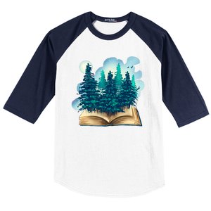 Nature Forest Book Baseball Sleeve Shirt