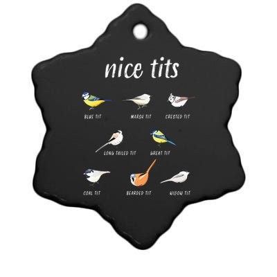 Nicetits Funny Bird Watching Gift Birder Ceramic Star Ornament