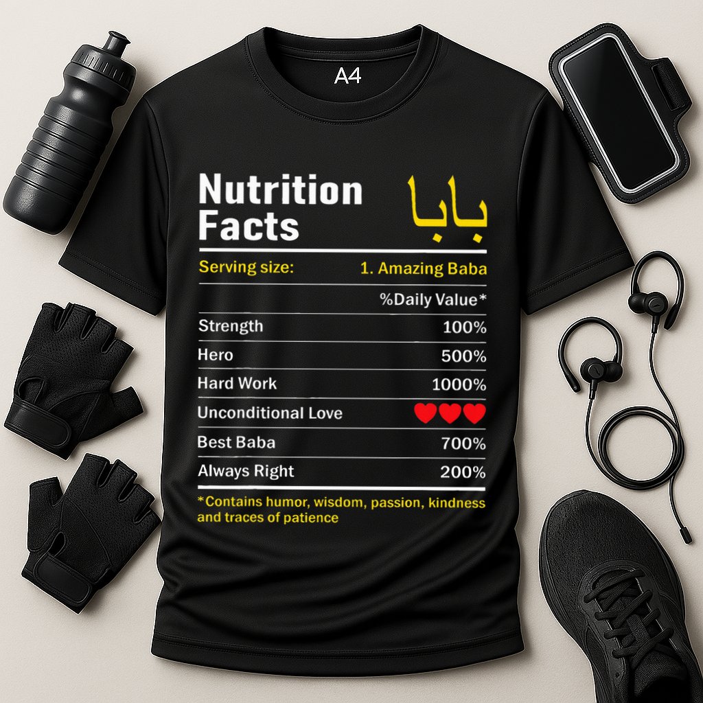 Nutrition Facts Baba Persian Grandfather Grandpa Grandad Cooling Performance Crew T-Shirt
