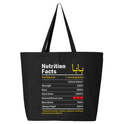 Nutrition Facts Baba Persian Grandfather Grandpa Grandad 25L Jumbo Tote