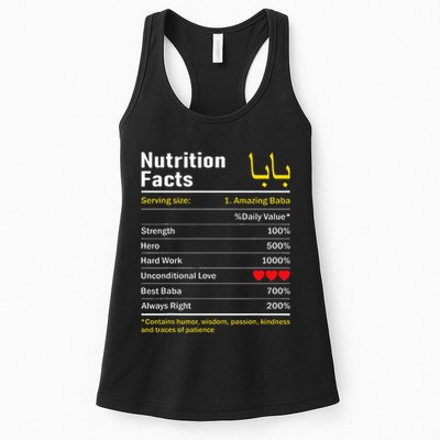 Nutrition Facts Baba Persian Grandfather Grandpa Grandad Womens Tank Top