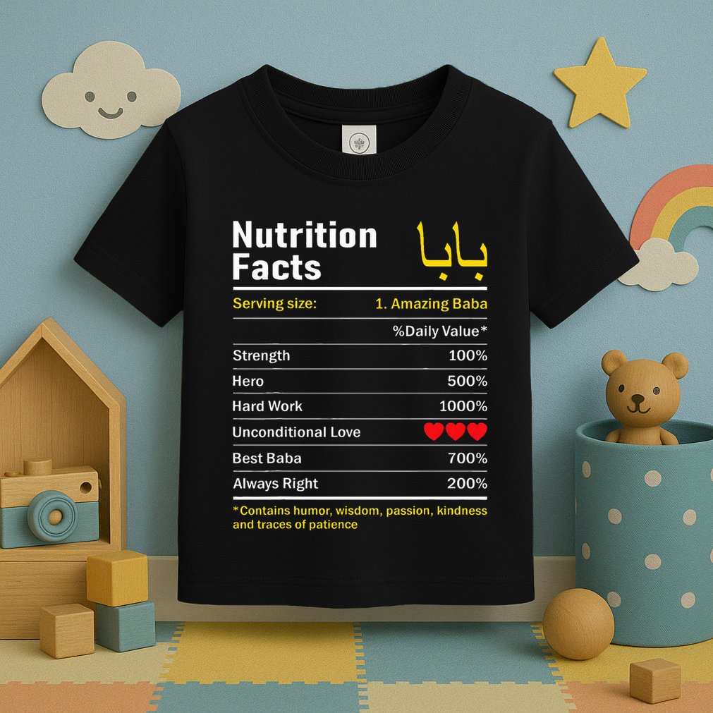 Nutrition Facts Baba Persian Grandfather Grandpa Grandad Toddler T-Shirt