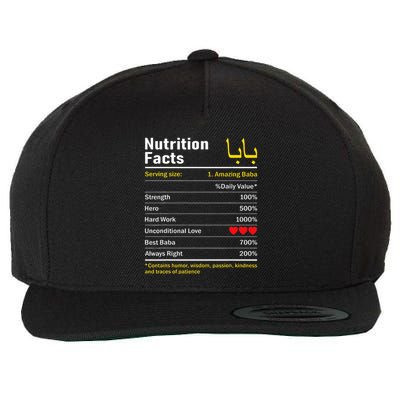 Nutrition Facts Baba Persian Grandfather Grandpa Grandad Wool Snapback Cap