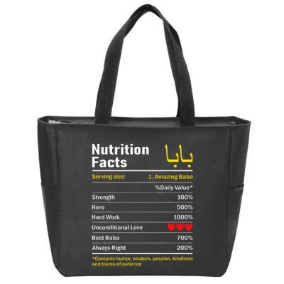 Nutrition Facts Baba Persian Grandfather Grandpa Grandad Zip Tote Bag