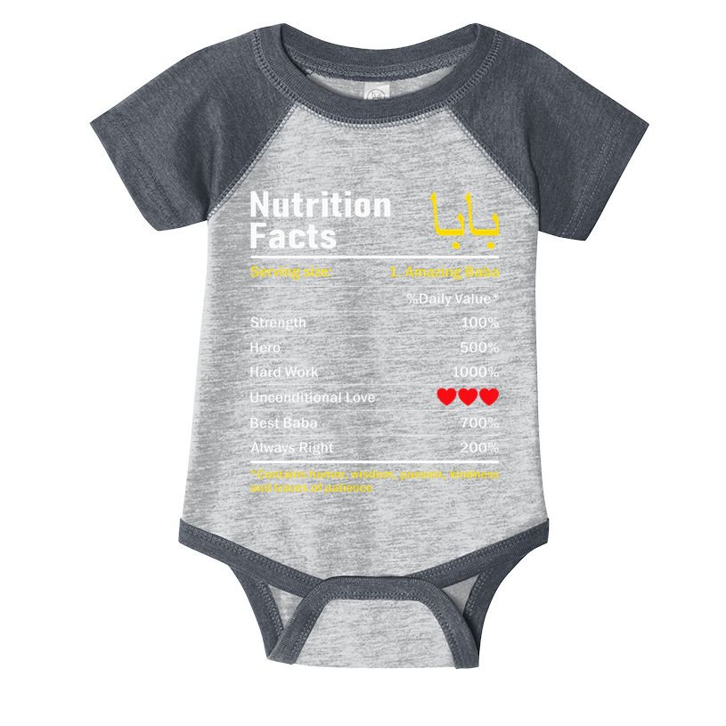 Nutrition Facts Baba Persian Grandfather Grandpa Grandad Infant Baby Jersey Bodysuit