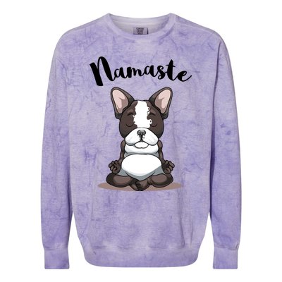 Namaste French Bulldog Yoga Design Dog Lover Frenchie Yoga Gift Colorblast Crewneck Sweatshirt