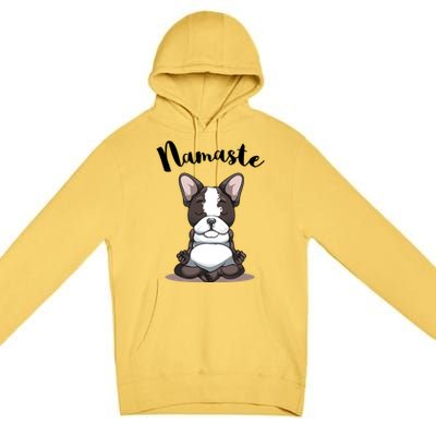 Namaste French Bulldog Yoga Design Dog Lover Frenchie Yoga Gift Premium Pullover Hoodie