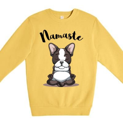 Namaste French Bulldog Yoga Design Dog Lover Frenchie Yoga Gift Premium Crewneck Sweatshirt