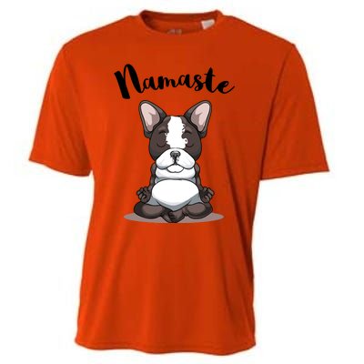 Namaste French Bulldog Yoga Design Dog Lover Frenchie Yoga Gift Cooling Performance Crew T-Shirt