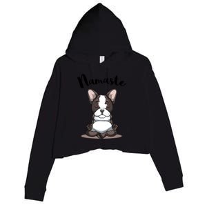 Namaste French Bulldog Yoga Design Dog Lover Frenchie Yoga Gift Crop Fleece Hoodie