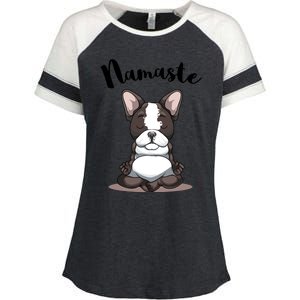 Namaste French Bulldog Yoga Design Dog Lover Frenchie Yoga Gift Enza Ladies Jersey Colorblock Tee