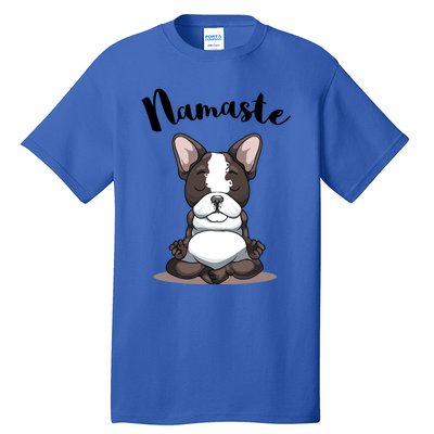 Namaste French Bulldog Yoga Design Dog Lover Frenchie Yoga Gift Tall T-Shirt