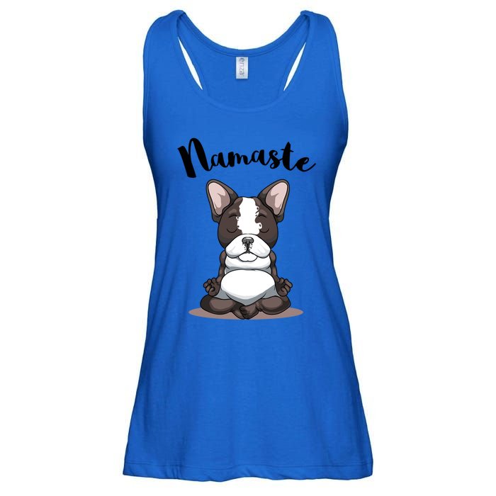 Namaste French Bulldog Yoga Design Dog Lover Frenchie Yoga Gift Ladies Essential Flowy Tank