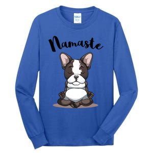 Namaste French Bulldog Yoga Design Dog Lover Frenchie Yoga Gift Tall Long Sleeve T-Shirt