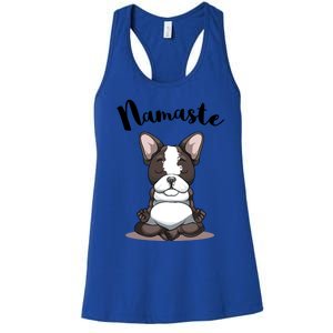 Namaste French Bulldog Yoga Design Dog Lover Frenchie Yoga Gift Women's Racerback Tank