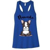 Namaste French Bulldog Yoga Design Dog Lover Frenchie Yoga Gift Women's Racerback Tank