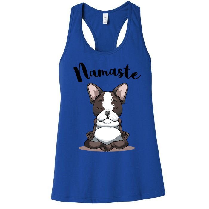 Namaste French Bulldog Yoga Design Dog Lover Frenchie Yoga Gift Women's Racerback Tank