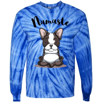 Namaste French Bulldog Yoga Design Dog Lover Frenchie Yoga Gift Tie-Dye Long Sleeve Shirt