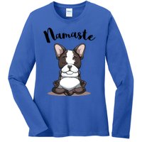 Namaste French Bulldog Yoga Design Dog Lover Frenchie Yoga Gift Ladies Long Sleeve Shirt