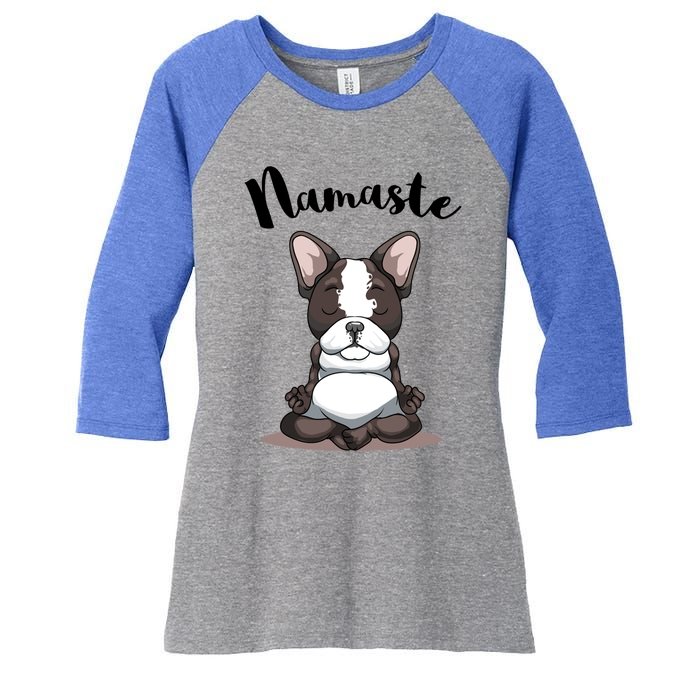 Namaste French Bulldog Yoga Design Dog Lover Frenchie Yoga Gift Women's Tri-Blend 3/4-Sleeve Raglan Shirt