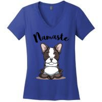 Namaste French Bulldog Yoga Design Dog Lover Frenchie Yoga Gift Women's V-Neck T-Shirt