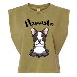 Namaste French Bulldog Yoga Design Dog Lover Frenchie Yoga Gift Garment-Dyed Women's Muscle Tee