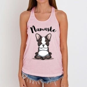 Namaste French Bulldog Yoga Design Dog Lover Frenchie Yoga Gift Women's Knotted Racerback Tank