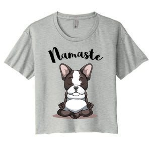 Namaste French Bulldog Yoga Design Dog Lover Frenchie Yoga Gift Women's Crop Top Tee