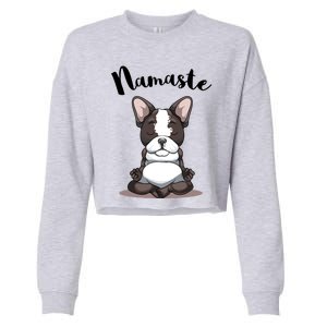 Namaste French Bulldog Yoga Design Dog Lover Frenchie Yoga Gift Cropped Pullover Crew