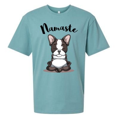 Namaste French Bulldog Yoga Design Dog Lover Frenchie Yoga Gift Sueded Cloud Jersey T-Shirt