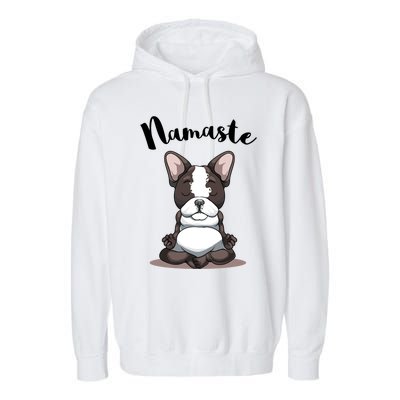 Namaste French Bulldog Yoga Design Dog Lover Frenchie Yoga Gift Garment-Dyed Fleece Hoodie