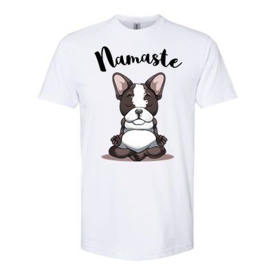 Namaste French Bulldog Yoga Design Dog Lover Frenchie Yoga Gift Softstyle CVC T-Shirt