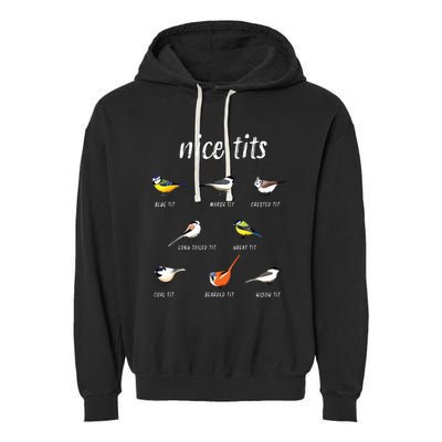 Nicetits Funny Bird Watching Gift Birder Dad Garment-Dyed Fleece Hoodie