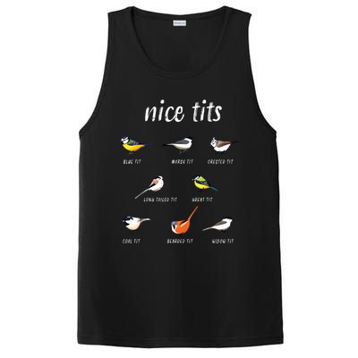 Nicetits Funny Bird Watching Gift Birder Dad PosiCharge Competitor Tank