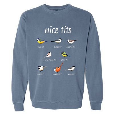 Nicetits Funny Bird Watching Gift Birder Dad Garment-Dyed Sweatshirt