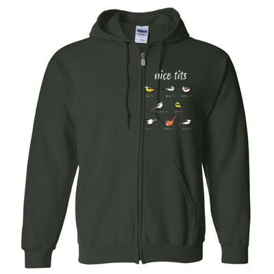 Nicetits Funny Bird Watching Gift Birder Dad Full Zip Hoodie