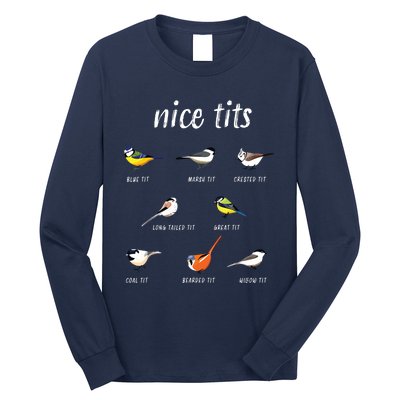 Nicetits Funny Bird Watching Gift Birder Dad Long Sleeve Shirt