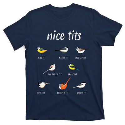 Nicetits Funny Bird Watching Gift Birder Dad T-Shirt